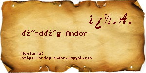 Ördög Andor névjegykártya