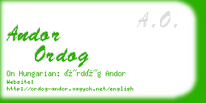 andor ordog business card